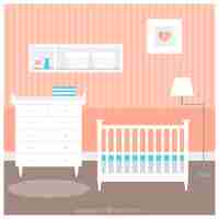 Vector gratuito habitación de bebé fantástica con cuna blanca
