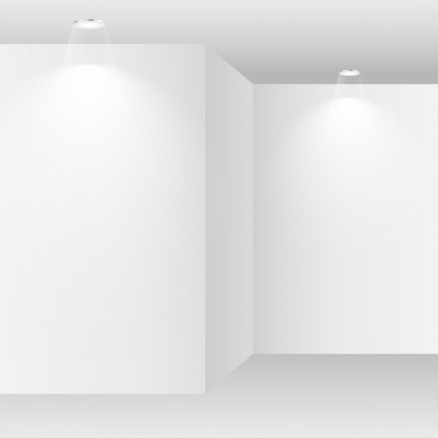 Vector gratuito habitación blanca vacía con focos