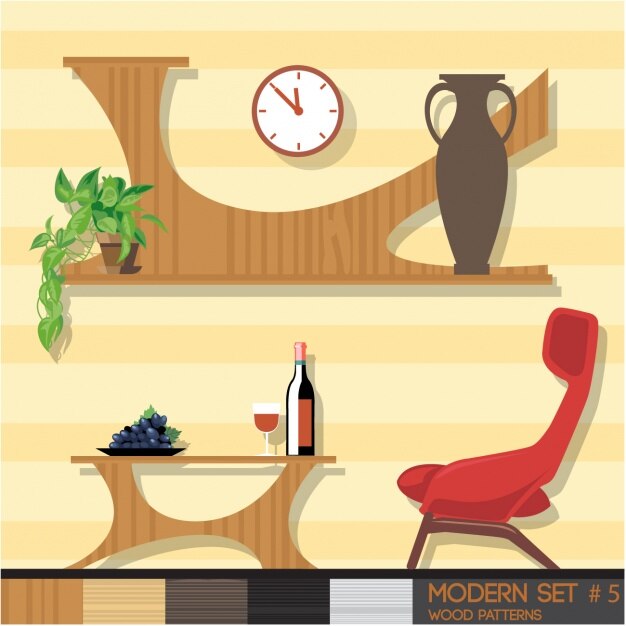 Vector gratuito habitación decorada con muebles modernos