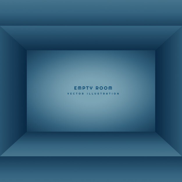 Vector gratuito habitación limpia y vacía en color azul