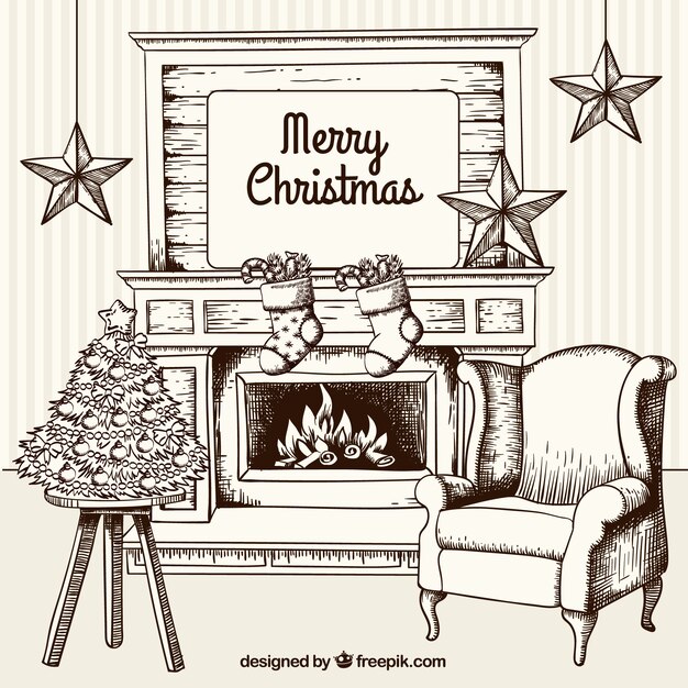Habitación de navidad esbozada