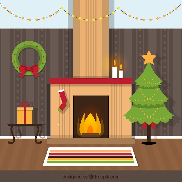 Habitación plana de navidad
