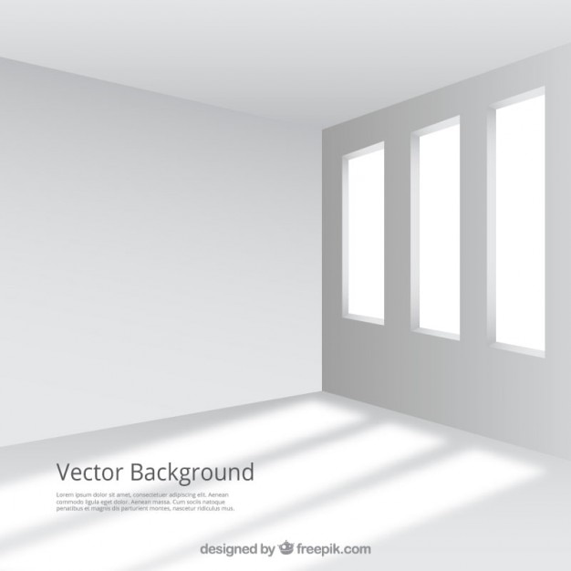 Vector gratuito habitación vacía y blanca con ventanas