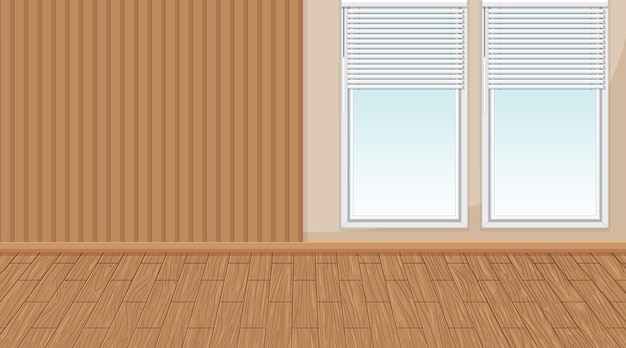 Vector gratuito habitación vacía con ventana y piso de parquet de madera