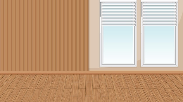 Habitación vacía con ventana y piso de parquet de madera