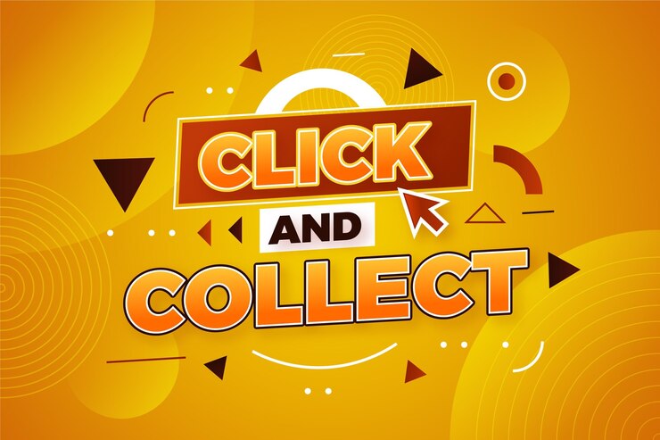 Vector gratuito hacer clic en compras en línea y recoger el signo