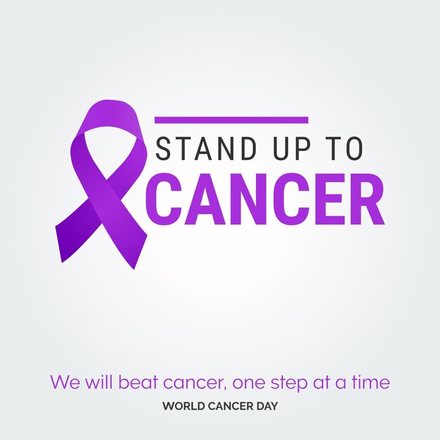 Hacer frente al cáncer Cinta Tipografía Venceremos al cáncer un paso a la vez Día Mundial contra el Cáncer