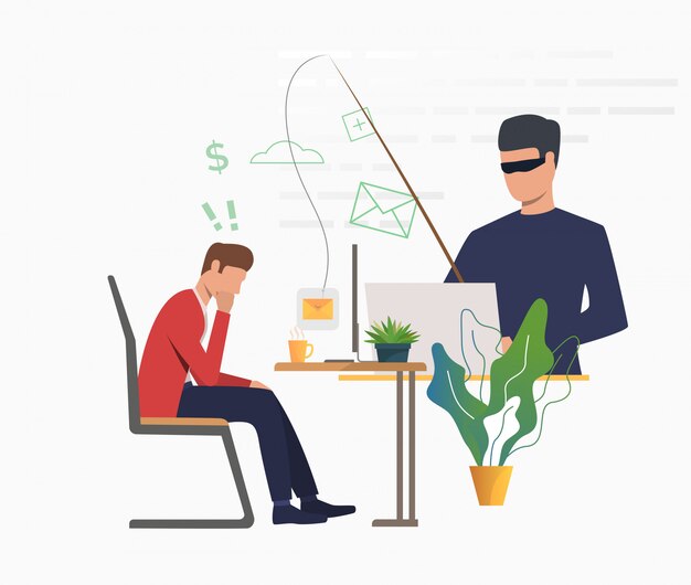 Hacker cibernético hackeando el servidor de correo