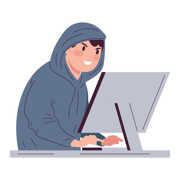 hacker usando escritorio