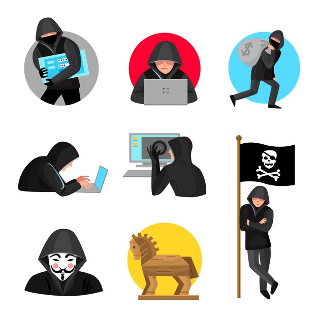 Hackers personajes símbolos iconos colección