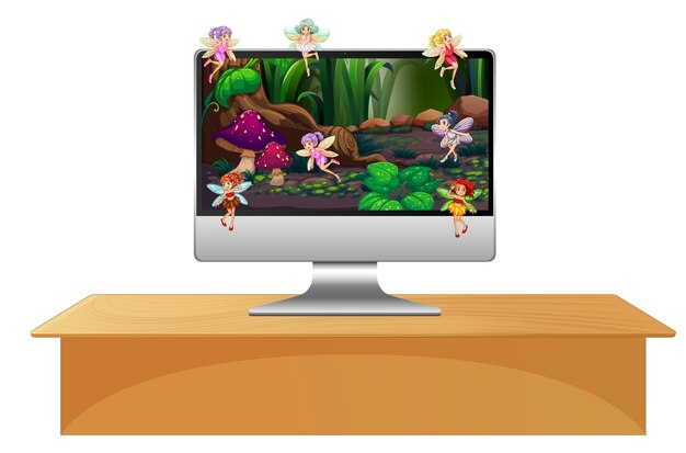 Hada Pixie en la pantalla de la computadora