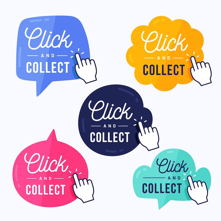 Vector gratuito haga clic y recopile la colección de botones