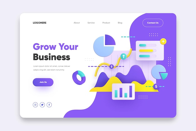 Vector gratuito haga crecer su plantilla de página de destino empresarial