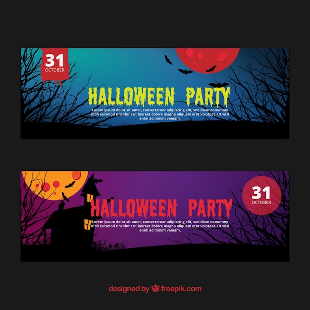 Vector gratuito halloweeen partido banners paquete