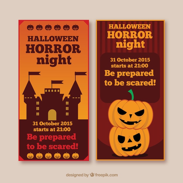 Vector gratuito halloween banners de noche de los horrores