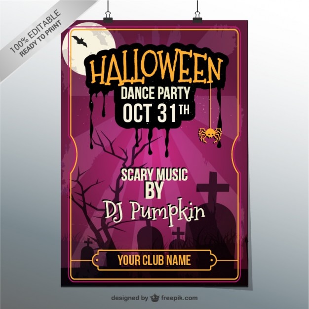 Vector gratuito halloween cartel fiesta de baile