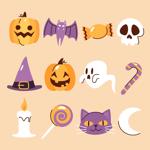 Vector gratuito halloween colección pegatinas