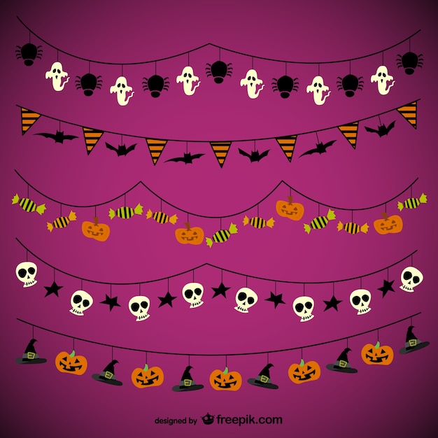 Vector gratuito halloween guirnaldas paquete