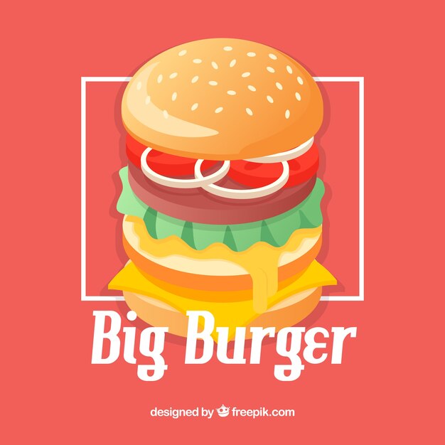 Hamburguesa apetitosa en diseño plano