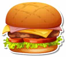 Vector gratuito hamburguesa de carne y queso sobre fondo blanco.