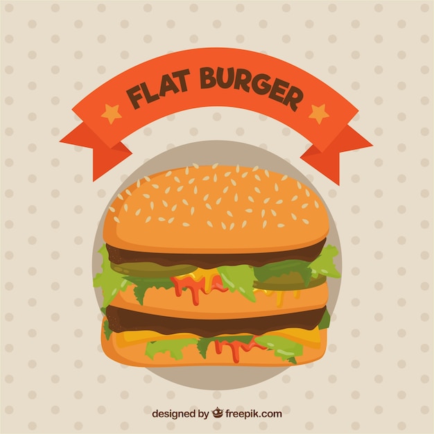 Vector gratuito hamburguesa plana con pepinillos