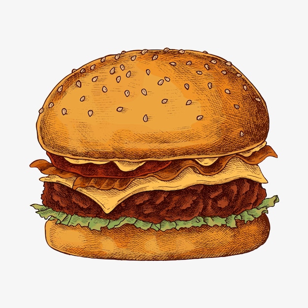 Hamburguesa con queso dibujada a mano