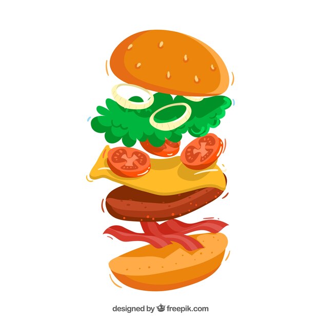Hamburguesa con queso con ingredientes deliciosos