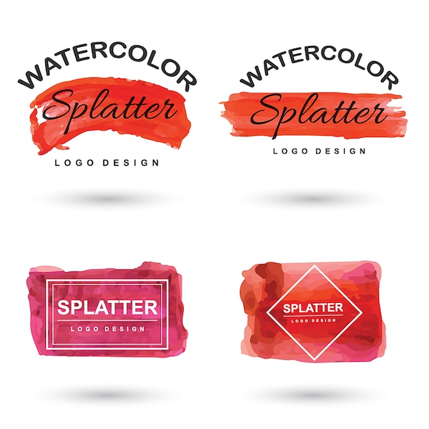 Handdrawn logotipos de acuarela splatter