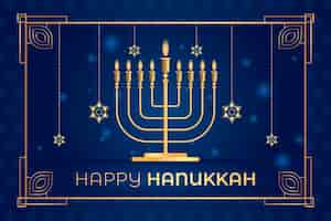 Vector gratuito hanukkah azul y dorado