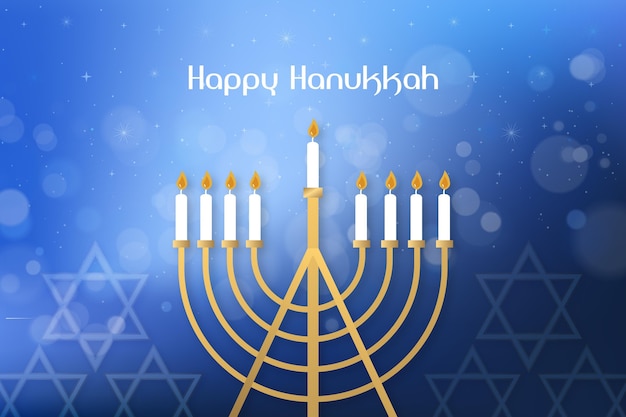 Vector gratuito hanukkah azul y dorado