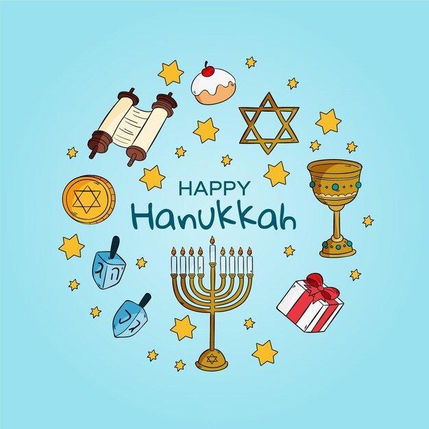 Hanukkah dibujado a mano