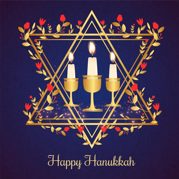 Hanukkah de diseño plano