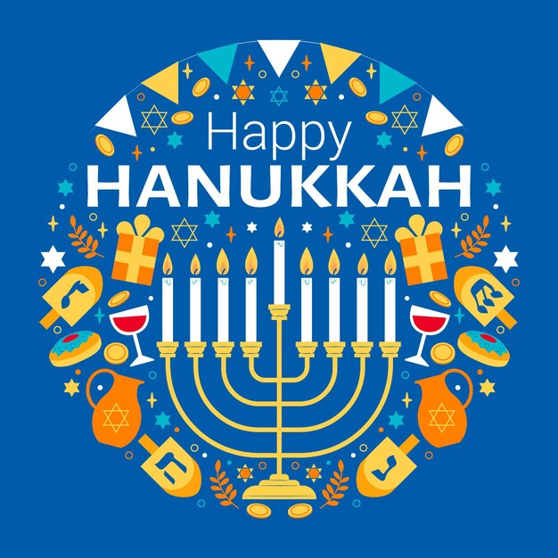 Hanukkah de diseño plano