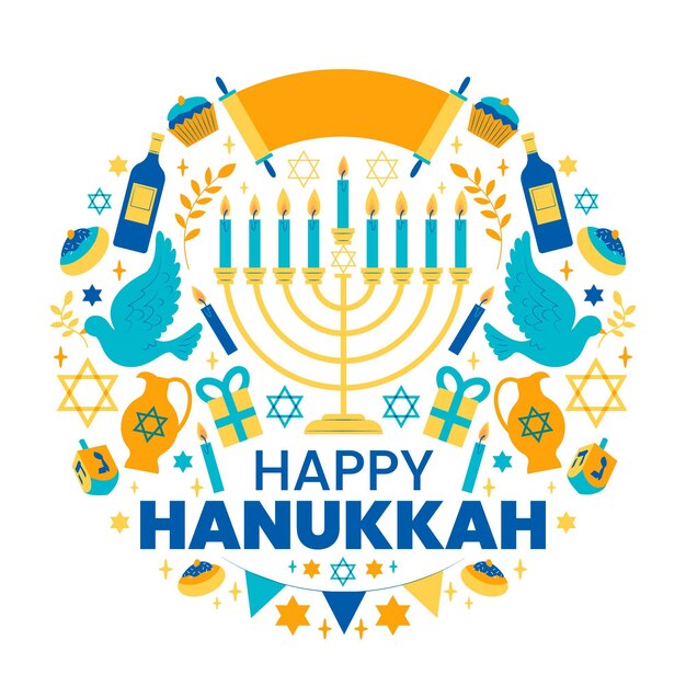 Hanukkah de diseño plano