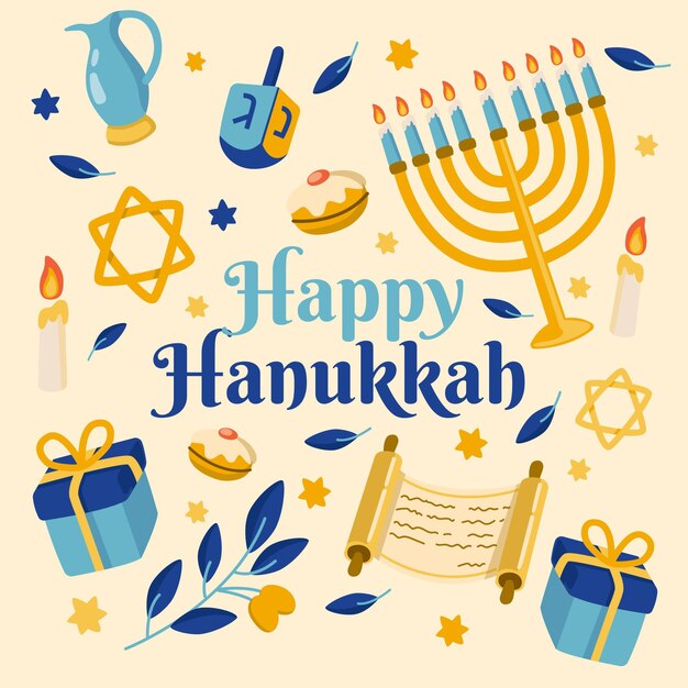 Hanukkah de diseño plano