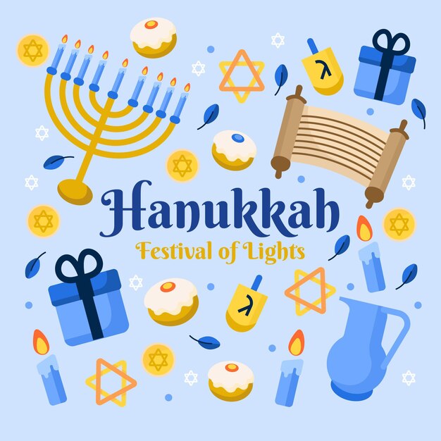 Hanukkah de diseño plano