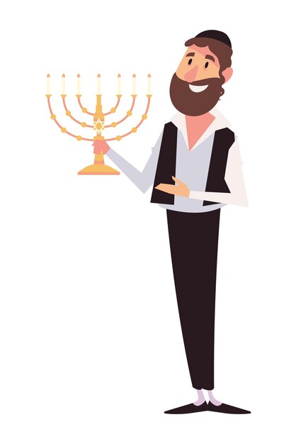 hanukkah judío con menorah
