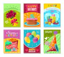 Vector gratuito happy birthday greeting cards