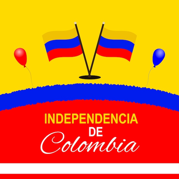 Vector gratuito happy colombia independencia de yellow blue red background social media design banner free vector