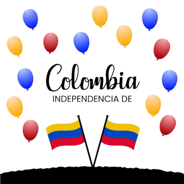 Happy Colombia Independencia De Yellow Blue Red Background Social Media Design Banner Free Vector