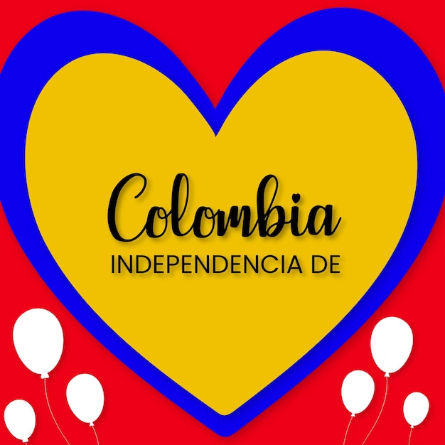 Vector gratuito happy colombia independencia de yellow blue red background social media design banner free vector