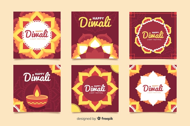 Happy diwali instagram post collection