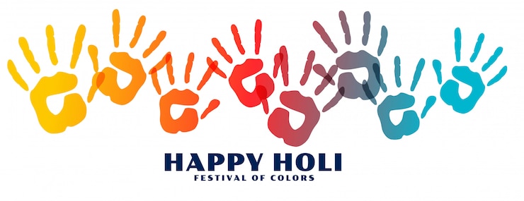 Vector gratuito happy holi coloridos estampados a mano banner