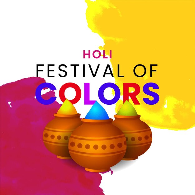 Vector gratuito happy holi greetings purple yellow white colorful indian hinduism festival fondo de redes sociales