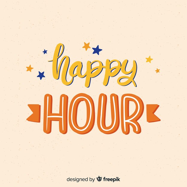 Happy hour letras con pequeñas estrellas