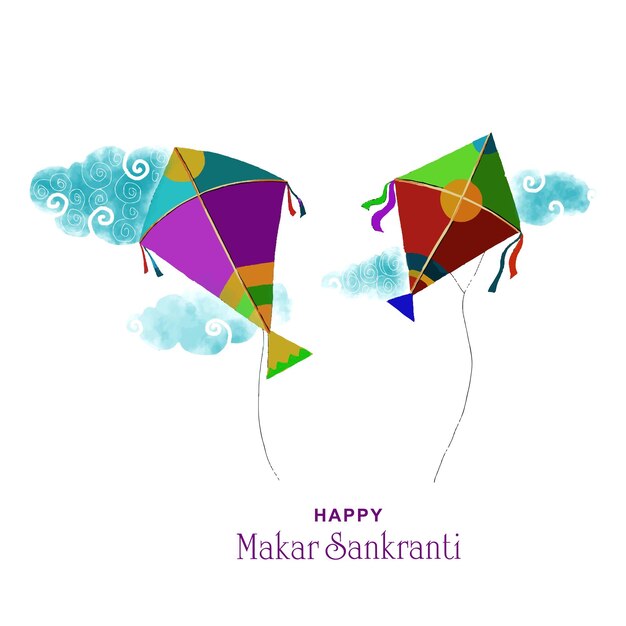 Happy makar sankranti coloridas cometas para el festival de la india