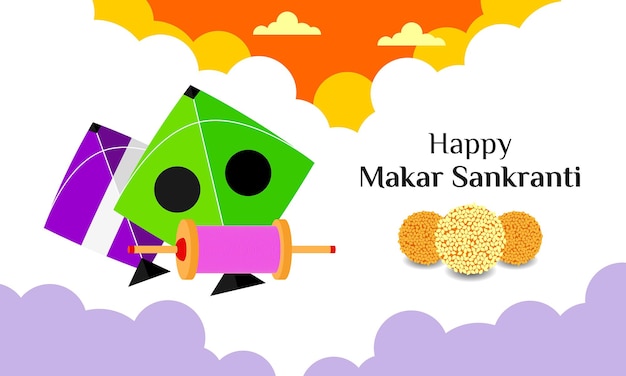 Happy makar sankranti vector illustration background festival alegre de la india