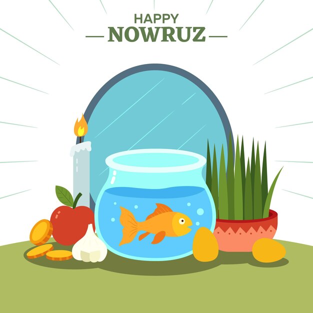 Happy nowruz celebrando la ilustración de diseño plano