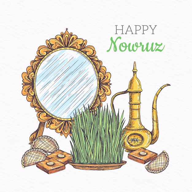 Vector gratuito happy nowruz con espejo