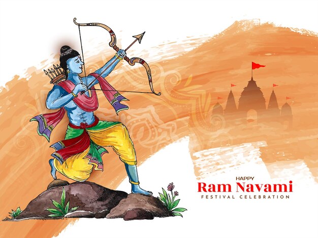 Happy Ram navami Diseño de fondo de celebración del festival cultural indio